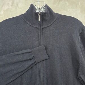 Suitsupply Full Zip Sweater Mens Large Black Merino Wool Mock Neck Cardigan